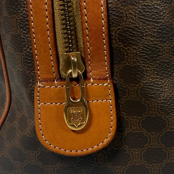 Celine Macadam Boston Brown Monogram Canvas Leather Handbag - Picture 5 of 16